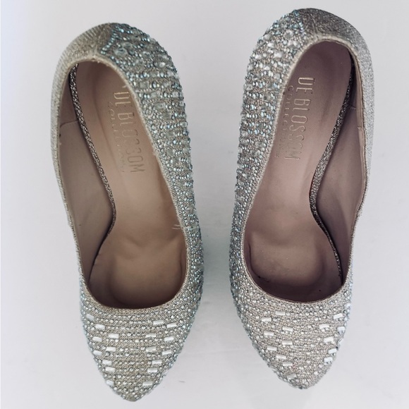 De Blossom Collection KINKO-178 Rhinestone Nude Sparkle Stiletto Pumps Size 9 - Picture 3 of 16